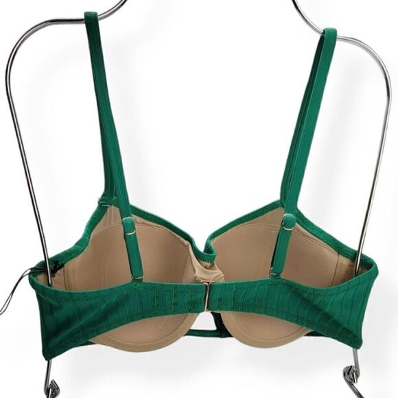 Shade & Shore Ribbed Green Underwired Bikini Top 34B - Picture 2 of 3